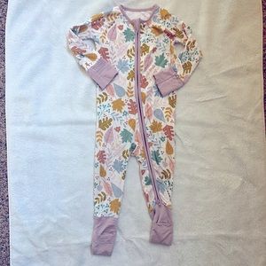 Little Sleepies Bamboo Zippy Dusty Mauve Fall leaves Jammies 6-12 mo